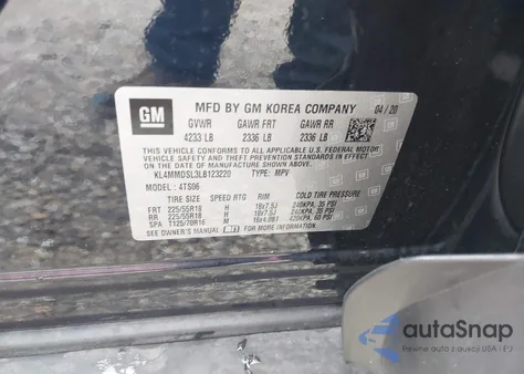 2020 Buick Encore Gx Fwd Select z USA, uszkodzony, nr VIN KL4MMDSL3LB123220